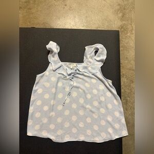 Cato Sky Blue Polka Dot Ruffle Top